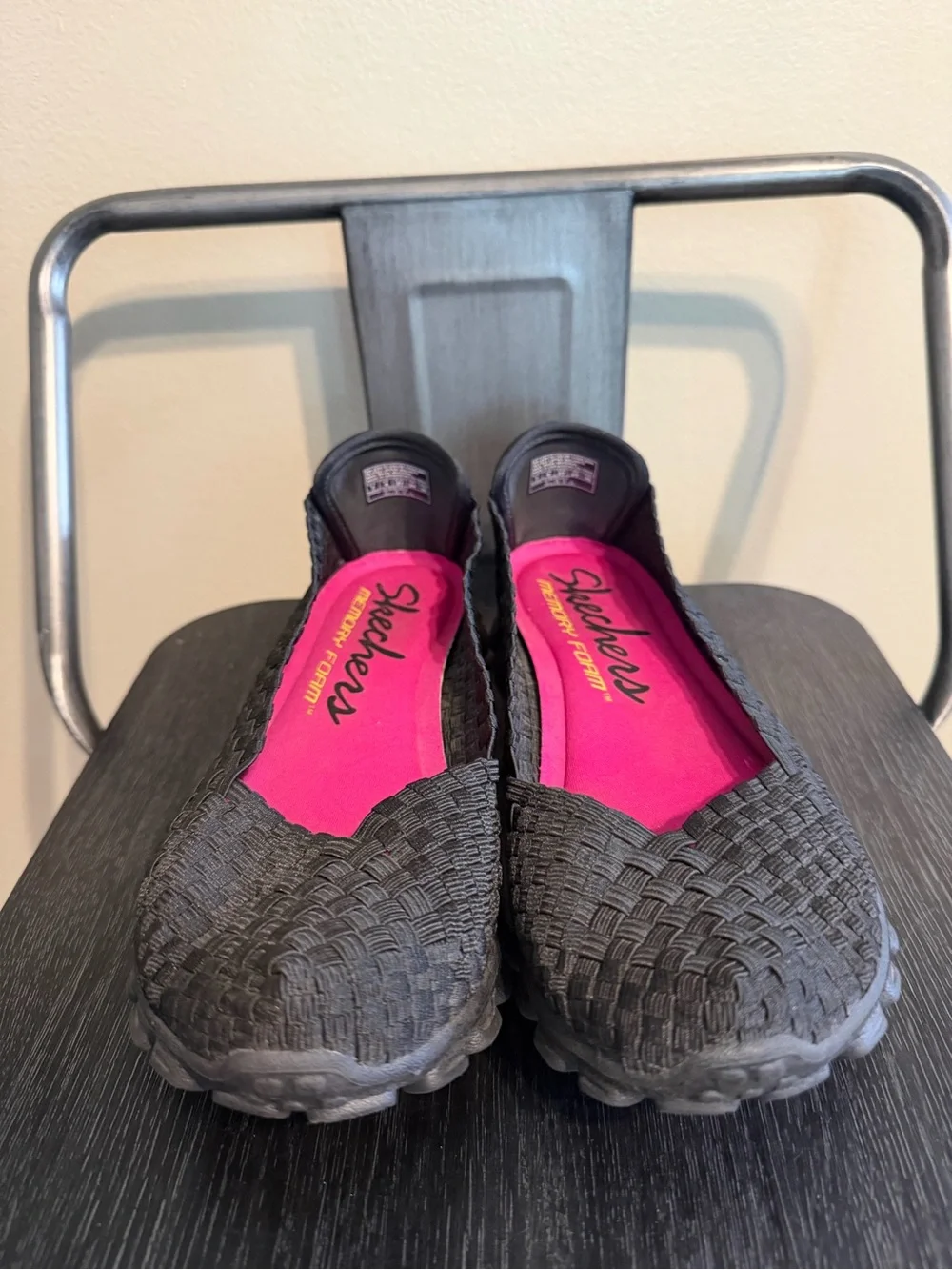 Skechers EZ Flex 2 Black Woven Memory Foam Flats 7